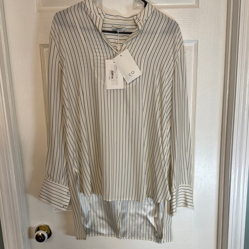 Chic Ivory Striped Blouse